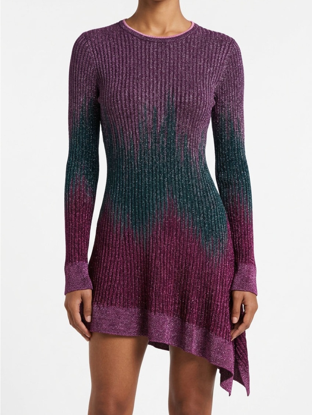 Louis Feraud Metallic Knit Top - Plum & Pink Trim